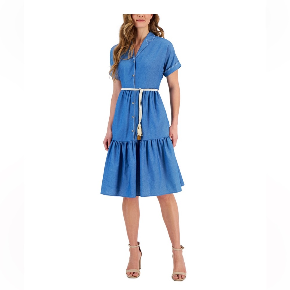 Tahari Women's Rope-Belt Short-Sleeve Shirtdress size 8